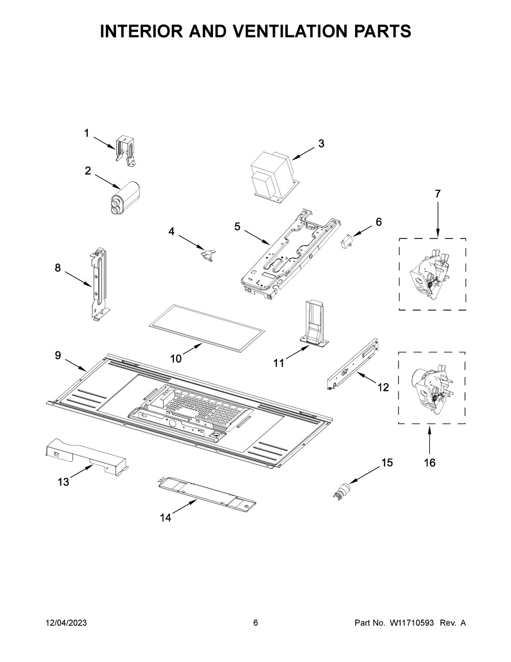 Interior And Ventilation Parts Diagram and Parts List for MMV1175JW01  Maytag Microwave