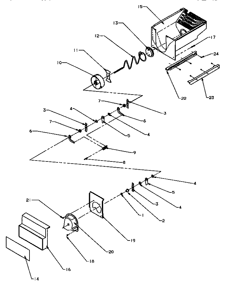 CRUSHED ICE BUCKET Diagram and Parts List for SXD22Q2L P1181308W L Amana Refrigerator