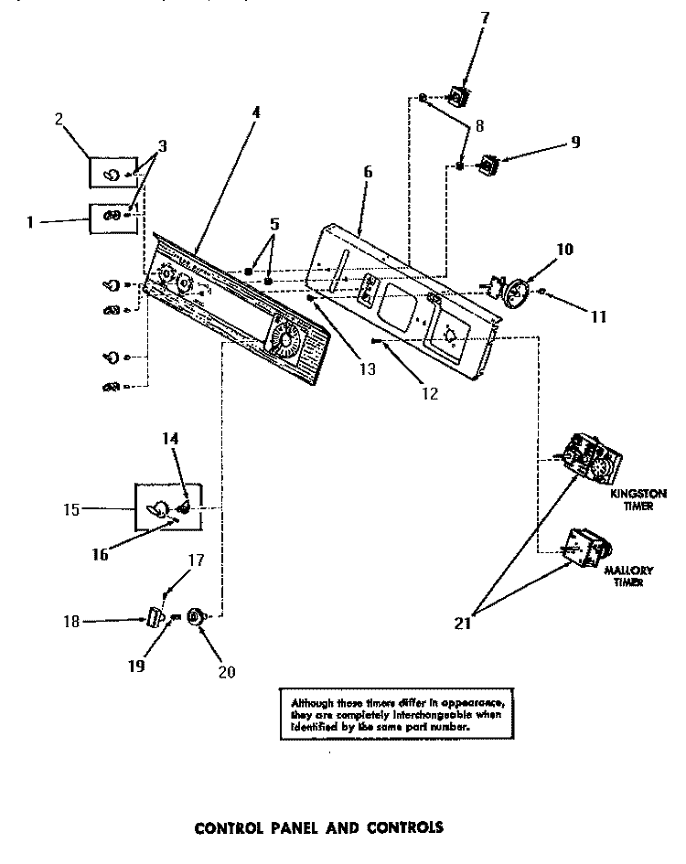 CONTROL PANEL & CONTROLS Diagram and Parts List for DA6191  Amana Washer