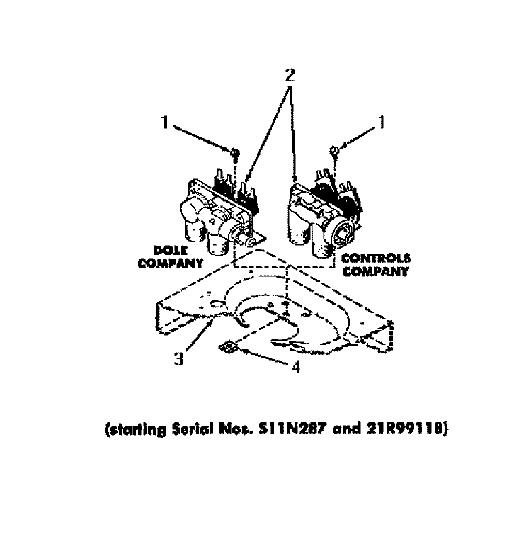 MIXING VALVES Diagram and Parts List for DA6191  Amana Washer
