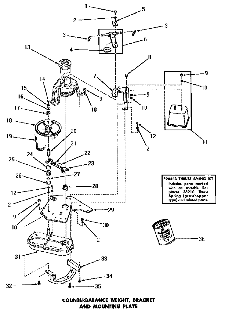COUNTERBALANCE WEIGHT, BRKT & MTG PLATE Diagram and Parts List for DA6191  Amana Washer