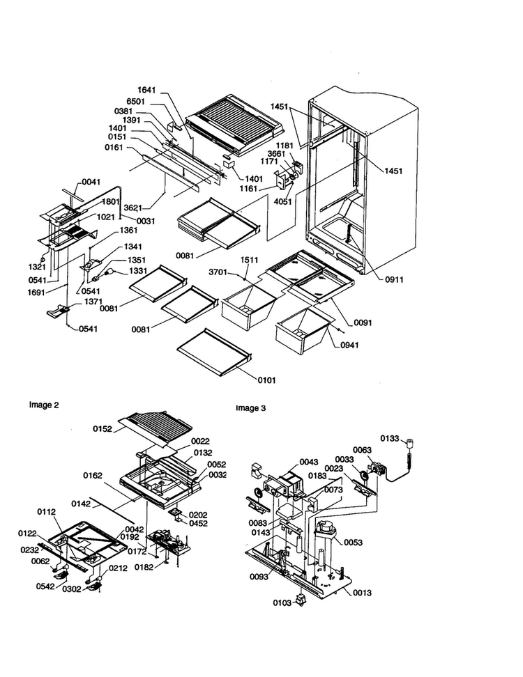 Interior Cabinet/drain Block Diagram and Parts List for TN21V2L-P1315907WL  Amana Refrigerator