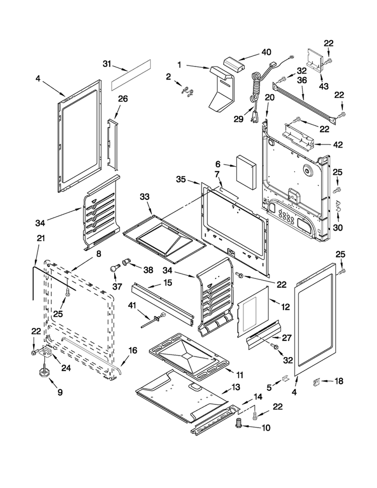 Chassis Parts Diagram and Parts List for AGR4422VDD0  Amana Range