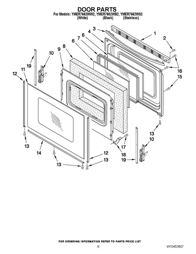 05 - Door Parts Diagram and Parts List for YMER7662WB2  Maytag Range