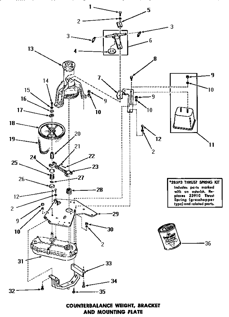 COUNTERBALANCE WEIGHT, BRKT & MTG PLATE Diagram and Parts List for DA6070  Amana Washer