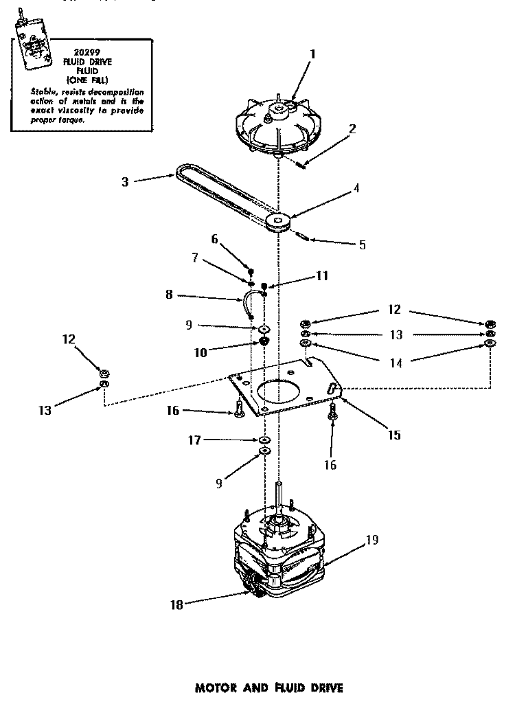 MOTOR & FLUID DRIVE Diagram and Parts List for DA3211  Amana Washer
