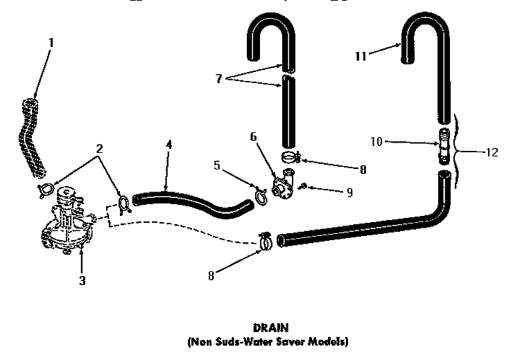DRAIN Diagram and Parts List for DA6120  Amana Washer