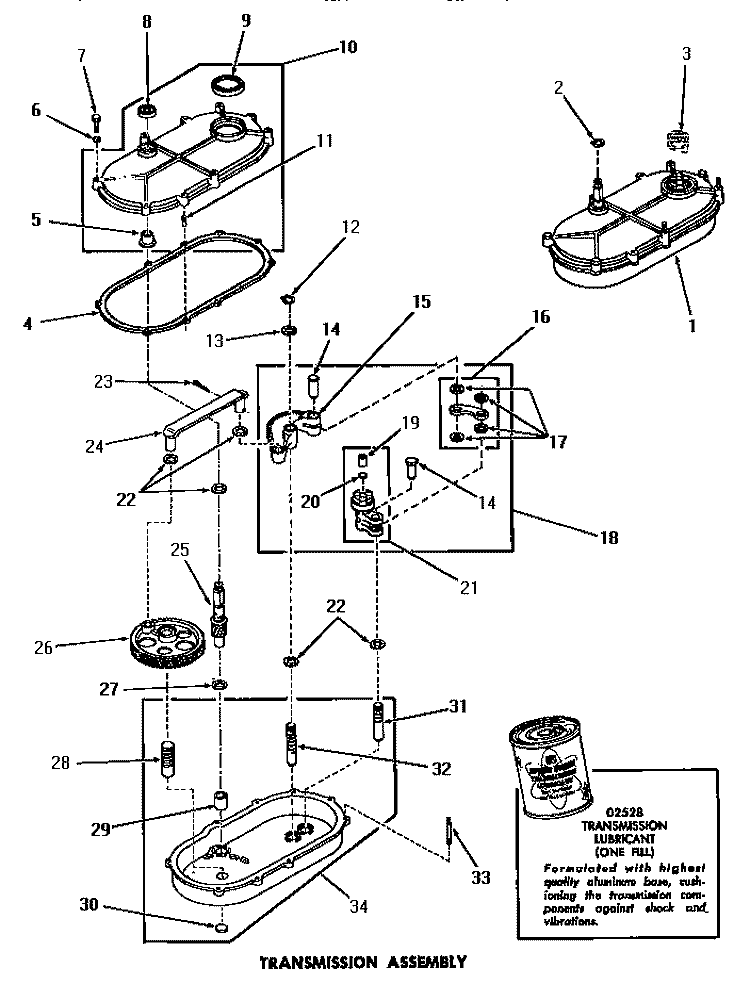 TRANSMISSION ASSY Diagram and Parts List for DA6120  Amana Washer