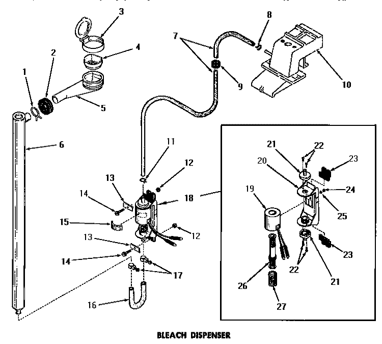 BLEACH DISPENSER Diagram and Parts List for DA6120  Amana Washer