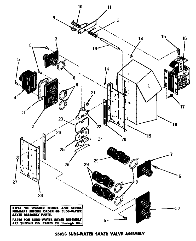 25053 SUDS - WATER SAVER VALVE ASSY Diagram and Parts List for DA6123  Amana Washer