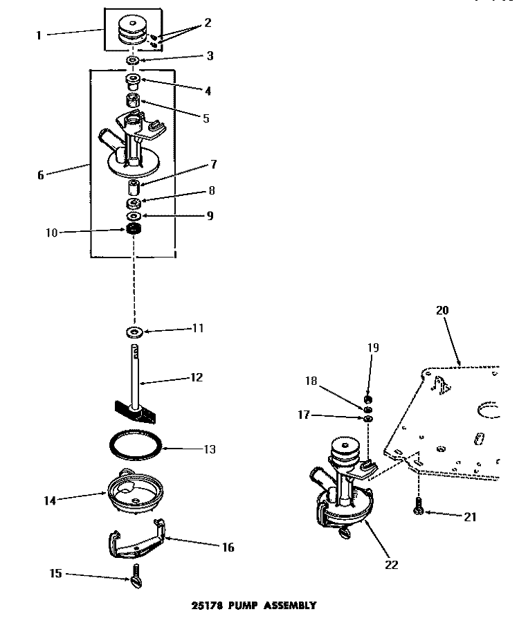 25178 PUMP ASSY Diagram and Parts List for DA3820  Amana Washer