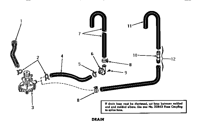 DRAIN Diagram and Parts List for DA3820  Amana Washer