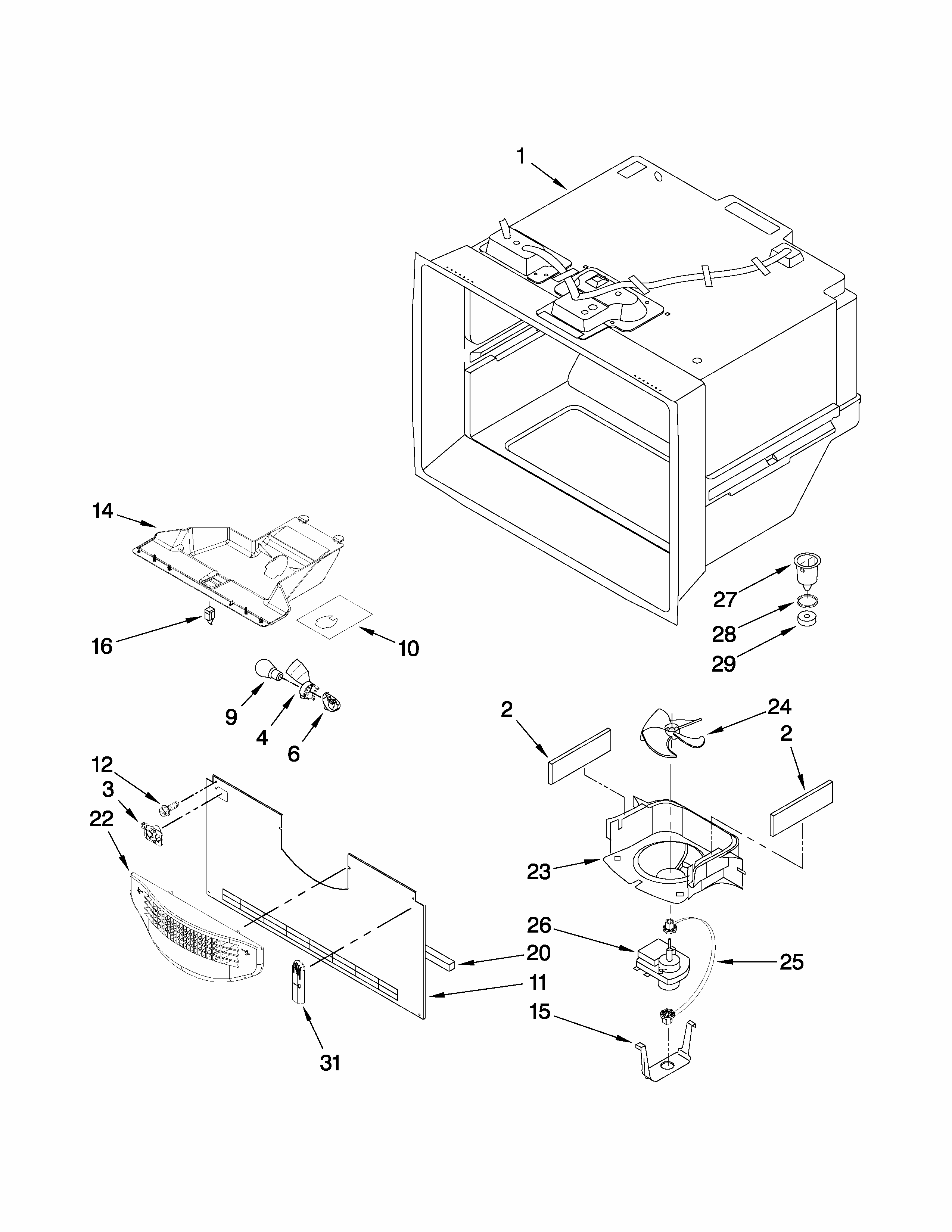 Freezer Liner Parts Diagram and Parts List for GB6525PEAW3  Maytag Refrigerator