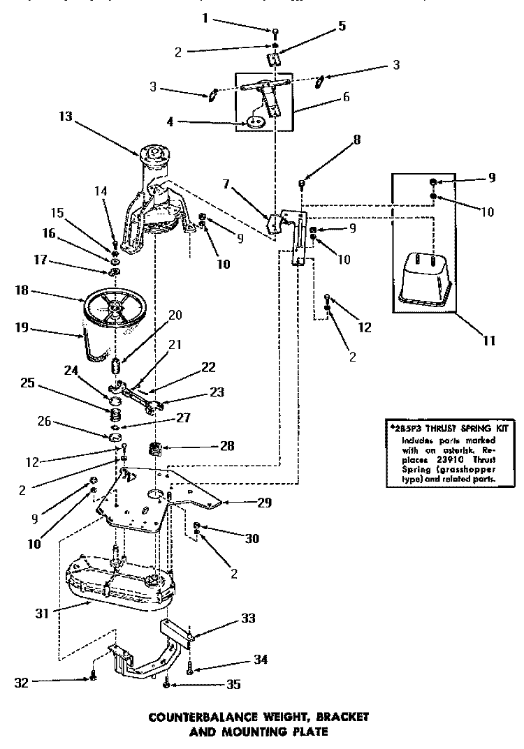 COUNTERBALANCE WEIGHT, BRKT & MTG PLATE Diagram and Parts List for DA3820  Amana Washer