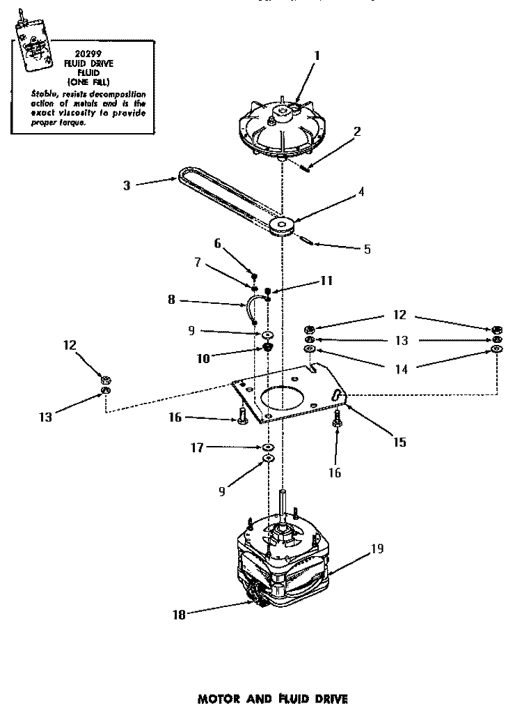 MOTOR & FLUID DRIVE Diagram and Parts List for DA3820  Amana Washer