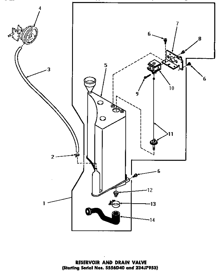 RESERVOIR & DRAIN VALVE Diagram and Parts List for DA3820  Amana Washer