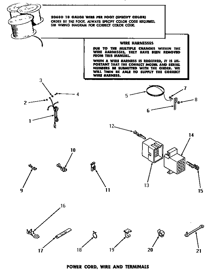 POWER CORD, WIRE & TERMINALS Diagram and Parts List for DA3820  Amana Washer
