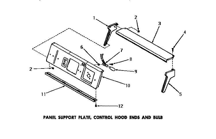 PANEL SUPP PLATE, CTRL HOOD ENDS & BULB Diagram and Parts List for FA3201  Amana Washer