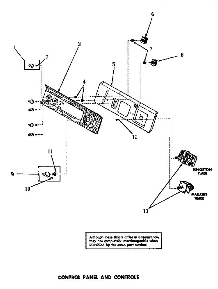 CONTROL PANEL & CONTROLS Diagram and Parts List for FA3201  Amana Washer