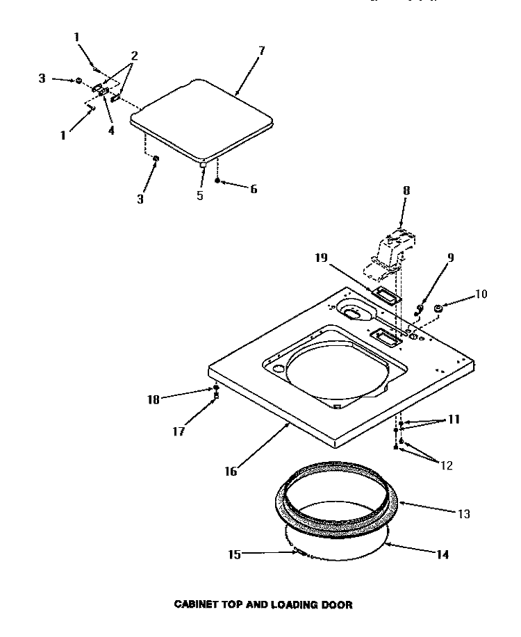 CABINET TOP & LOADING DOOR Diagram and Parts List for FA3050  Amana Washer