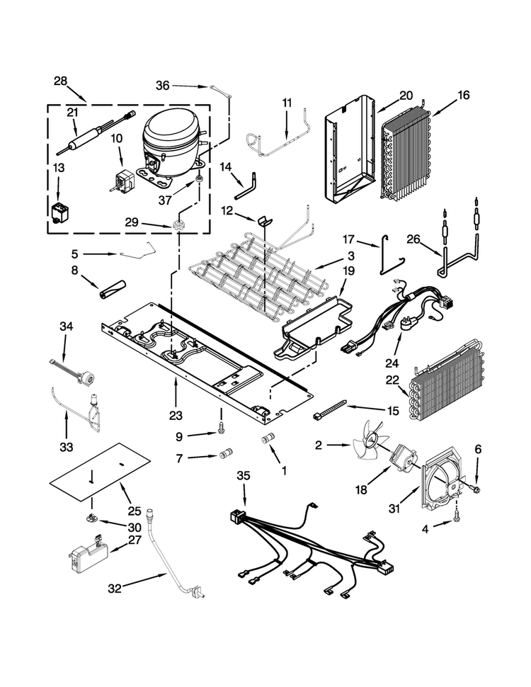Unit Parts Diagram and Parts List for JSC24C8EAM01  Jenn-Air Refrigerator