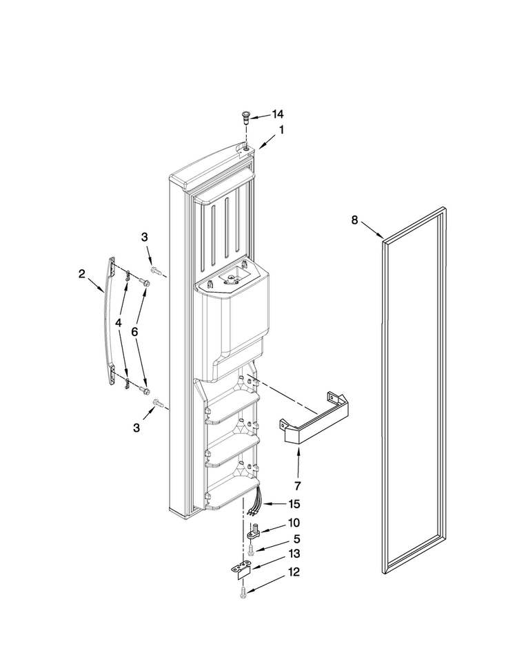 Freezer Door Parts Diagram and Parts List for MSD2559XEB00  Maytag Refrigerator