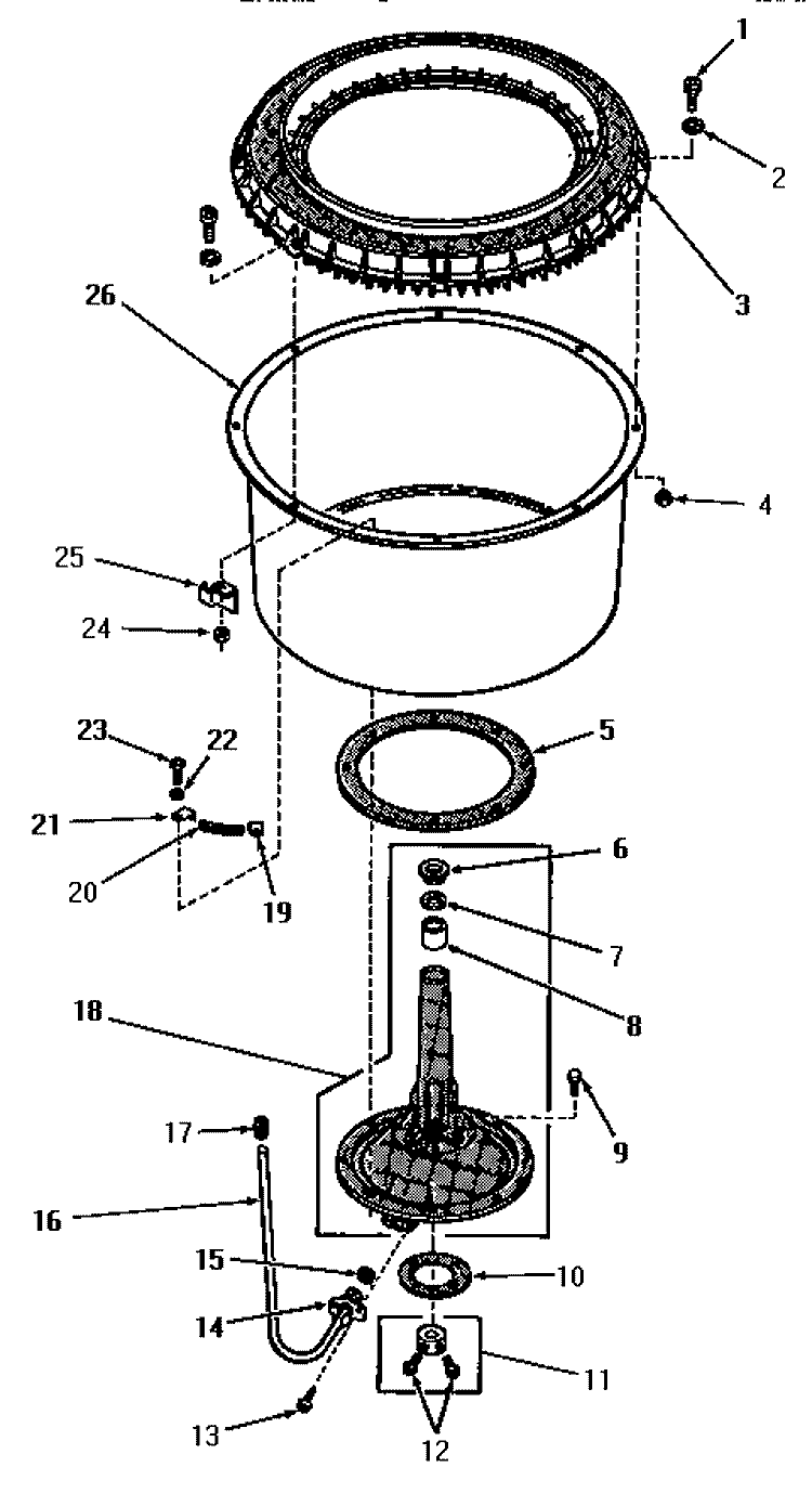 AGITATOR POST AND SPIN TUB Diagram and Parts List for FA9211  Amana Washer