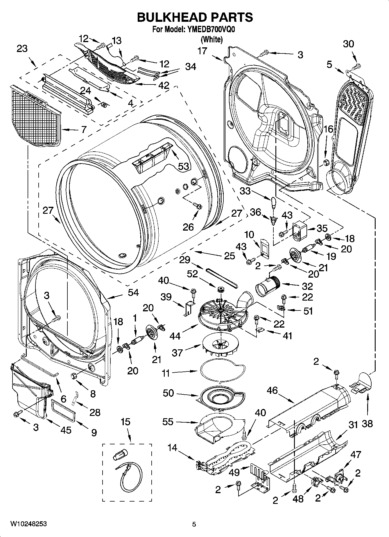 03 - BULKHEAD PARTS, OPTIONAL PARTS (NOT INCLUDED) Diagram and Parts List for YMEDB700VQ0  Maytag Dryer