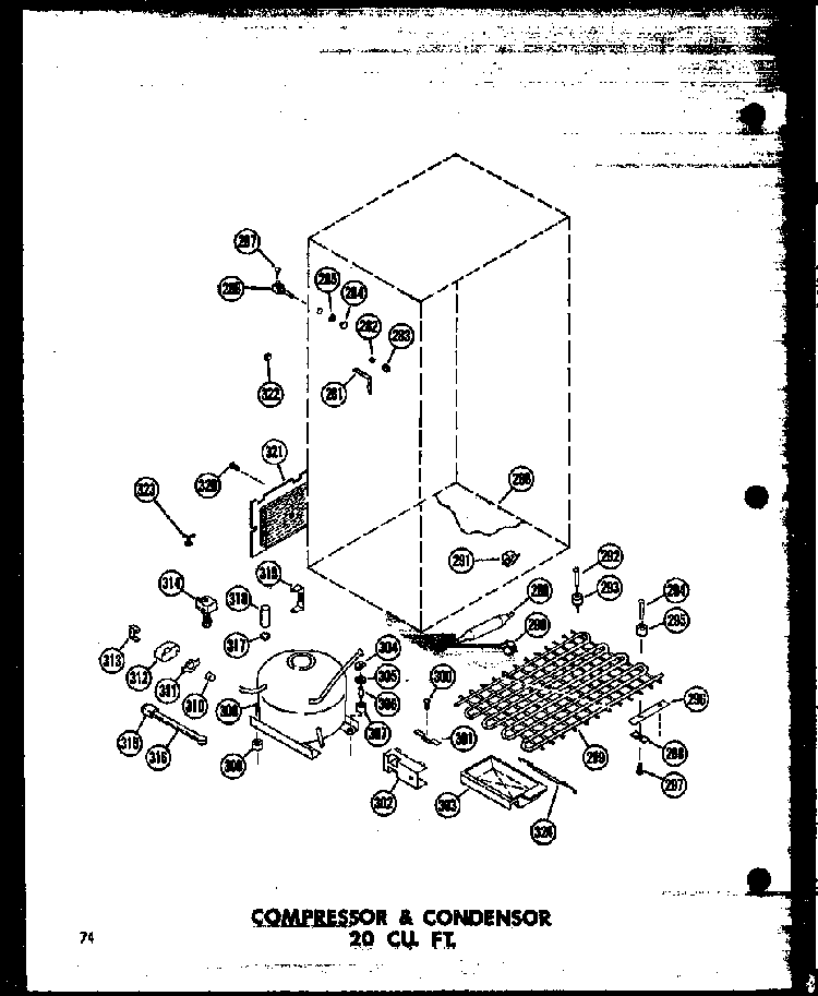 Compressor & Condensor 20 Cu. Ft. Diagram and Parts List for T16N-C-P60236-42WC  Amana Refrigerator