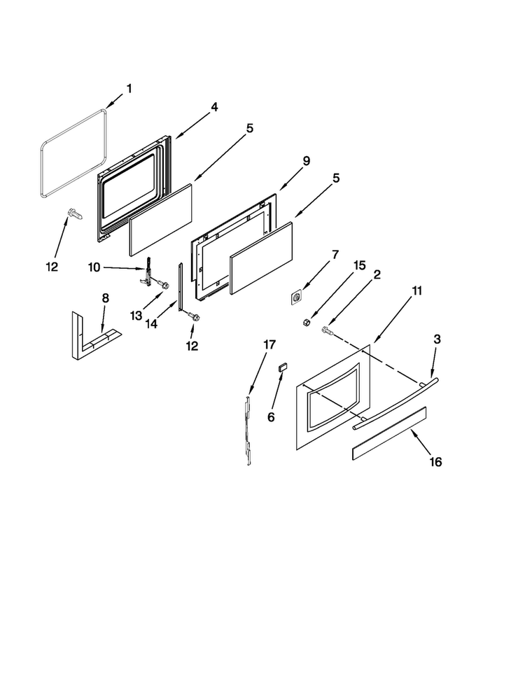 Door Parts Diagram and Parts List for MGR8670WB1  Maytag Range