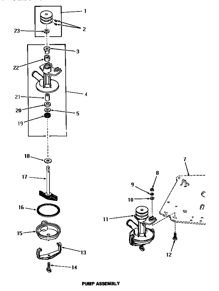 PUMP ASSY Diagram and Parts List for FA4300  Amana Washer