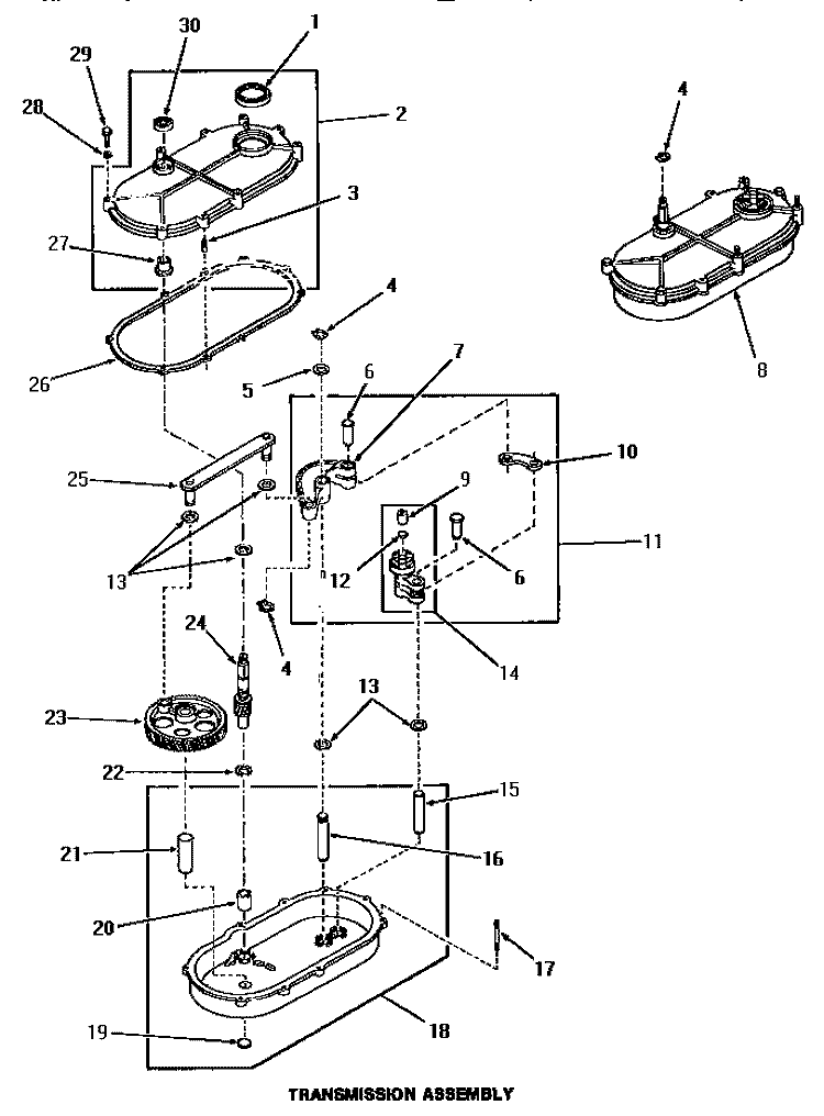 TRANSMISSION ASSY Diagram and Parts List for FA4141  Amana Washer