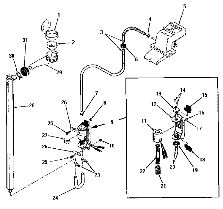 BLEACH DISPENSER Diagram and Parts List for FA0620  Amana Washer