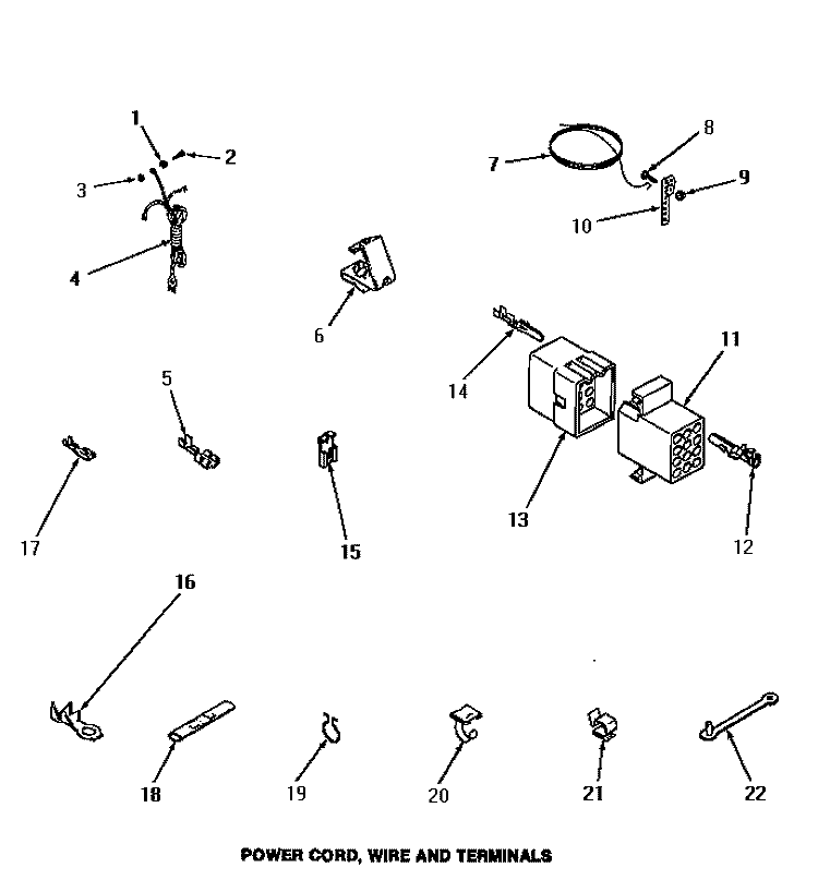 POWER CORD, WIRE & TERMINALS Diagram and Parts List for FA0620  Amana Washer