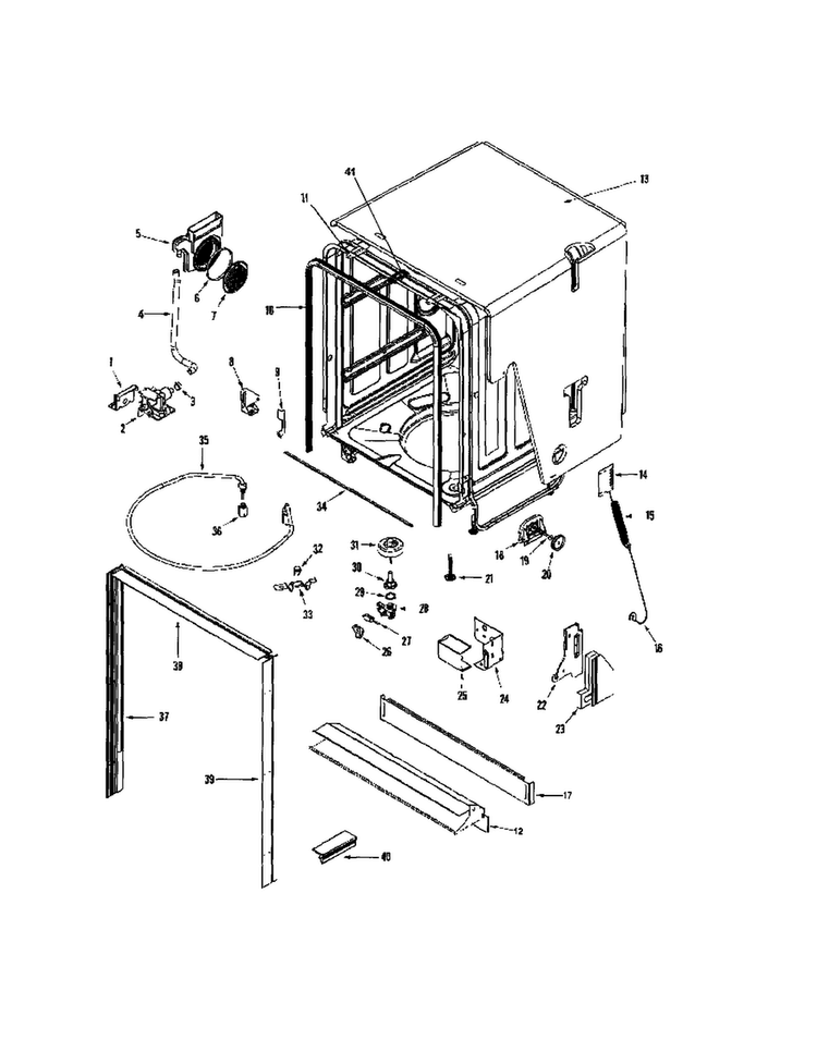 Tub Diagram and Parts List for MDB8551AWB  Maytag Dishwasher