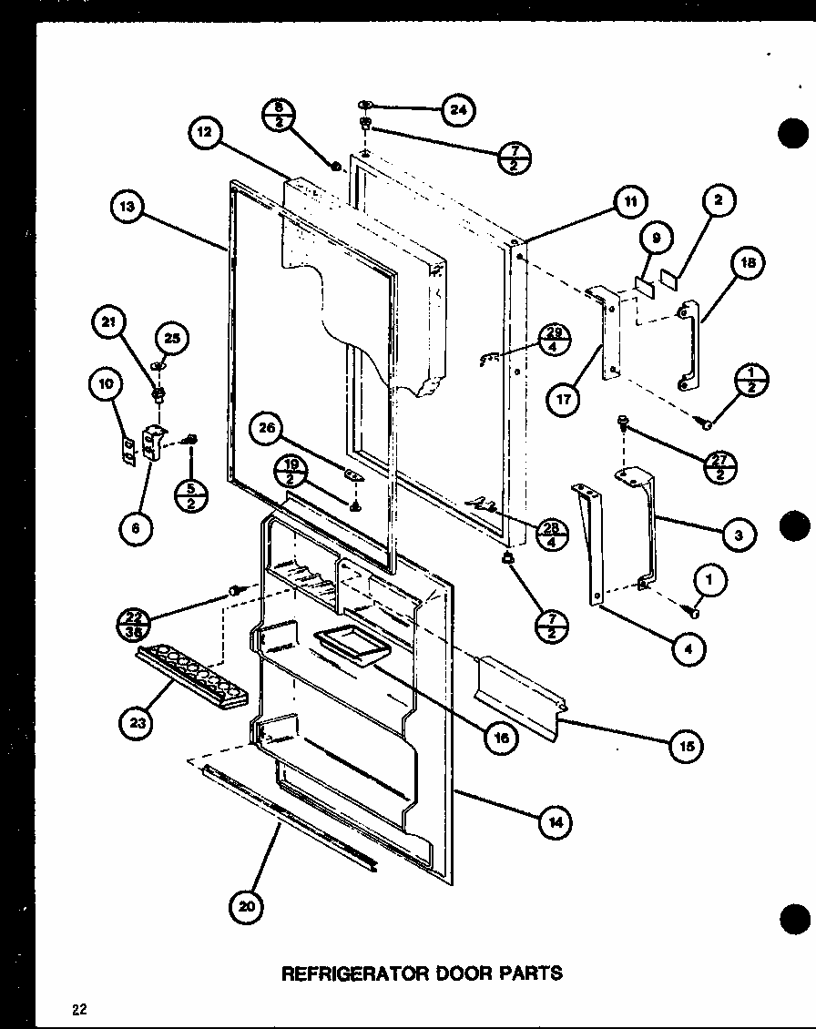 Refrigerator Door Parts (tmi20sph/p7711030w) (tmi20sph/p7711031w) (trg20sph/p7711038w) (trg20sph/p7711039w) Diagram and Parts List for TMI20SPH-P7711031W  Amana Refrigerator