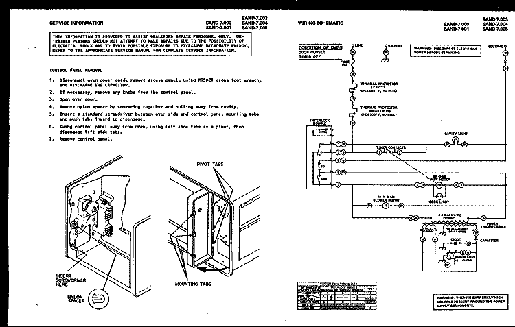 Page 1 Diagram and Parts List for 70/80007  Amana Microwave