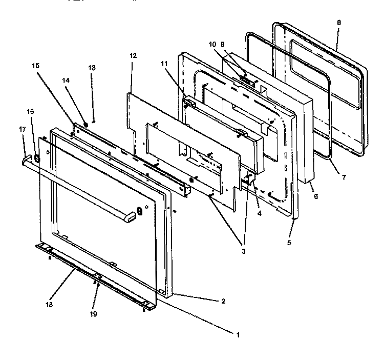 OVEN DOOR Diagram and Parts List for AO27SE1 P1132336N Amana Wall Oven