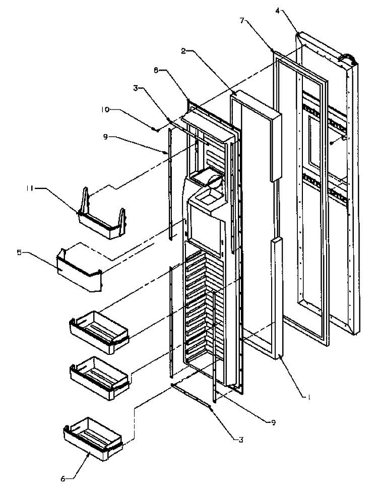 FZ DOOR Diagram and Parts List for SSD22NL P1181302W L Amana Refrigerator