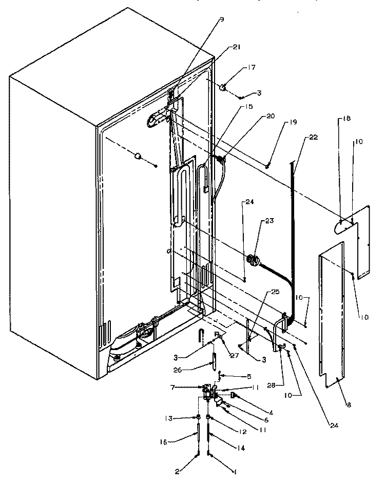 CABINET BACK Diagram and Parts List for SSD22NL P1181302W L Amana Refrigerator