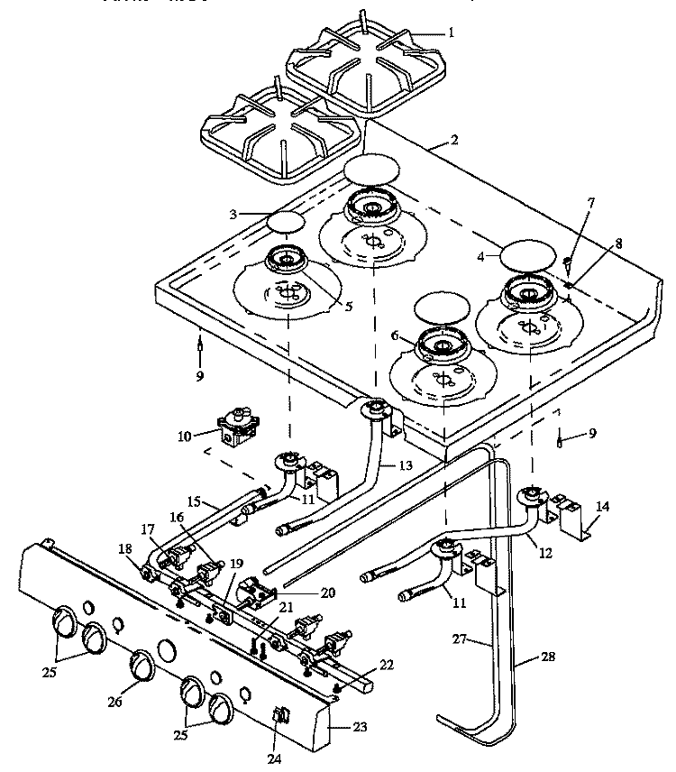 SEALED TOP BURNER ASSY Diagram and Parts List for RMN385UL P1142817N L Amana Range