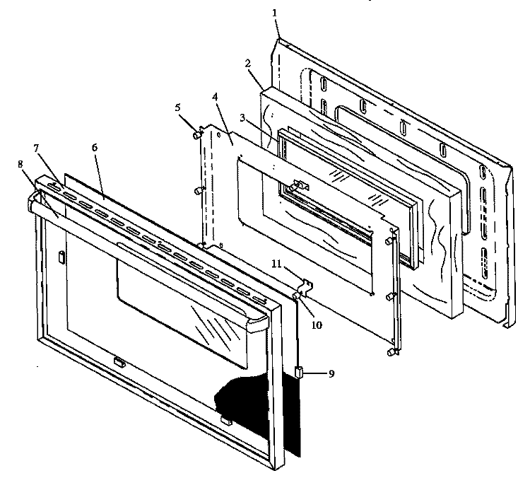 OVEN DOOR ASSY Diagram and Parts List for RLN367UL P1143079N L Amana Range
