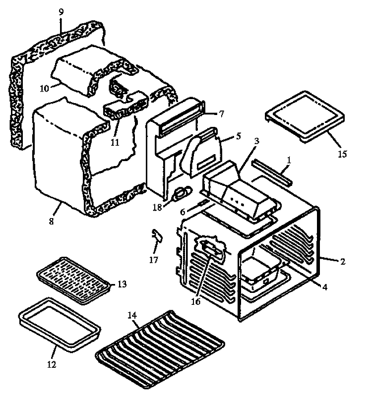 OVEN CAVITY ASSY Diagram and Parts List for RSS356UW P1141234N W Amana Range
