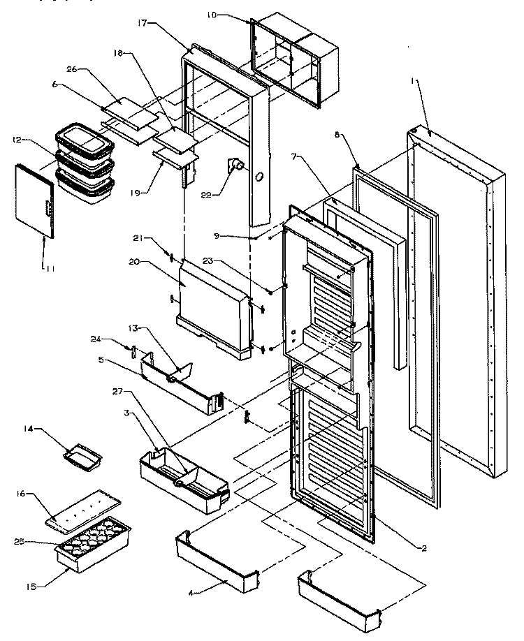 REF DOOR Diagram and Parts List for SPD25AW P1162435W W Amana Refrigerator
