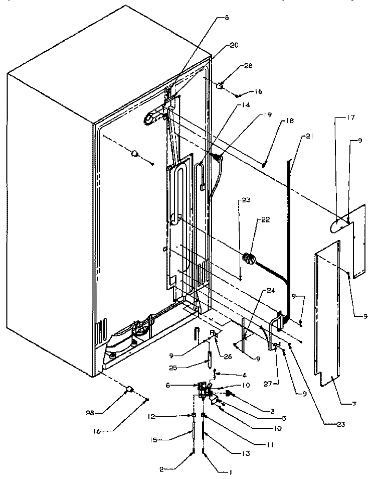 CABINET BACK Diagram and Parts List for SPD25AW P1162435W W Amana Refrigerator