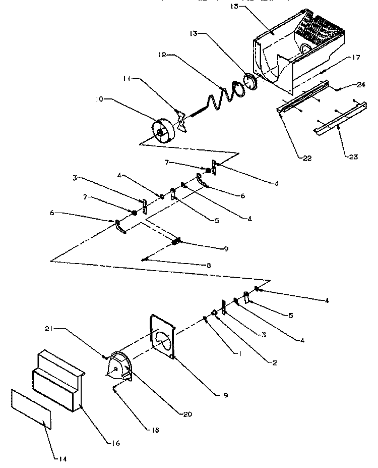 CRUSHED ICE BUCKET Diagram and Parts List for SPD25AW P1162435W W Amana Refrigerator