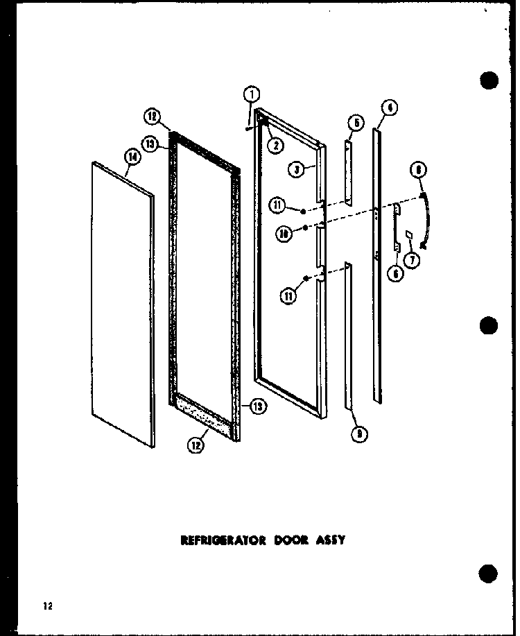 Refrigerator Door Assy Diagram and Parts List for ESR22N-P73320-45W  Amana Refrigerator