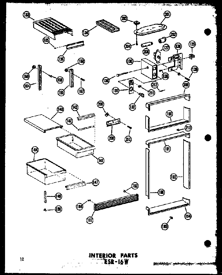 Section 1 Diagram and Parts List for ESRF-16W-C-P60303-23WC  Amana Refrigerator