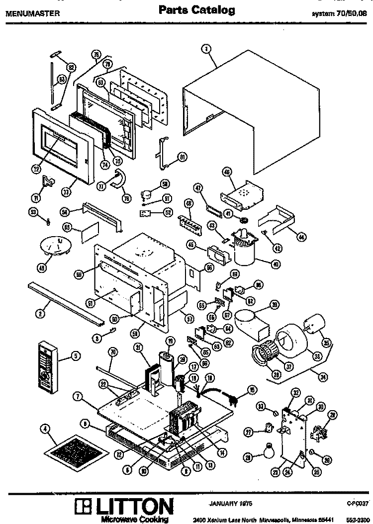 Page 1 Diagram and Parts List for 70/5008  Litton Microwave