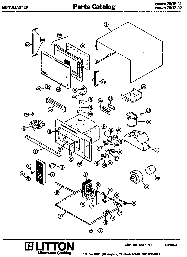 Page 1 Diagram and Parts List for 70/1502  Litton Microwave